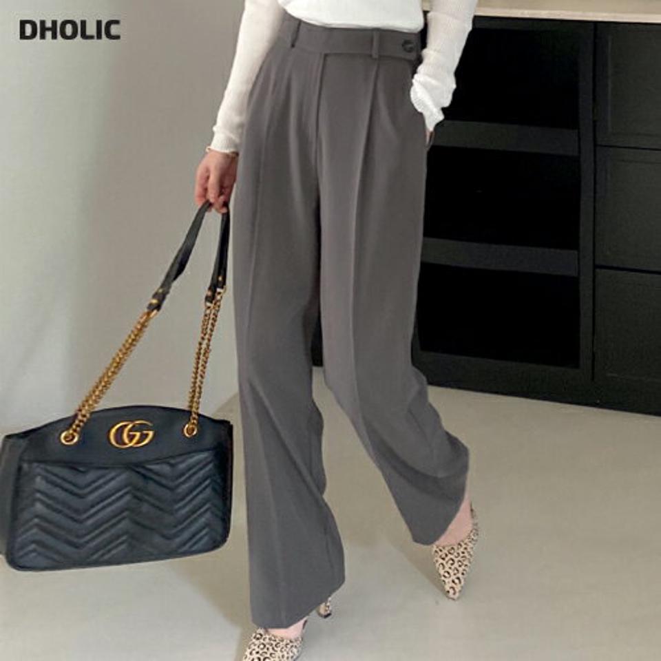 サイドボタンワイドスラックス・全4色・t71867 レディース 【pt】パンツ ロング 丈 スラックス 単色 無地 シンプル 春 夏 秋 冬 オフィスカジュアル きれいめ 大人っぽ ストレート ワイド ハイウエスト 脚長 上品 韓国ファッション ハイホリHIHOLLI