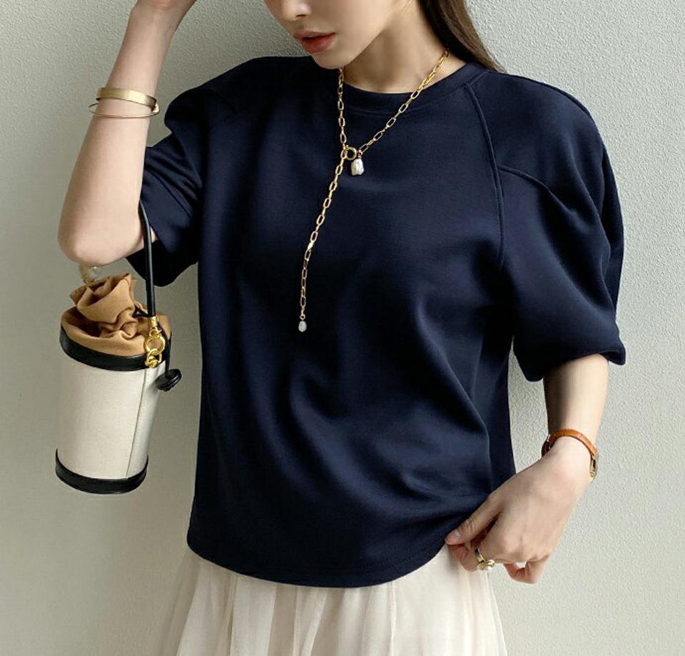 ラグランタックハーフスリーブTシャツ・全3色・b71843 レディース 【tops】 トップス Tシャツ 半袖 単色 無地 シンプル ラグラン タック ゆったりカジュアル パステル ミント ホワイト ネイビー 上品 韓国ファッション ハイホリHIHOLLI