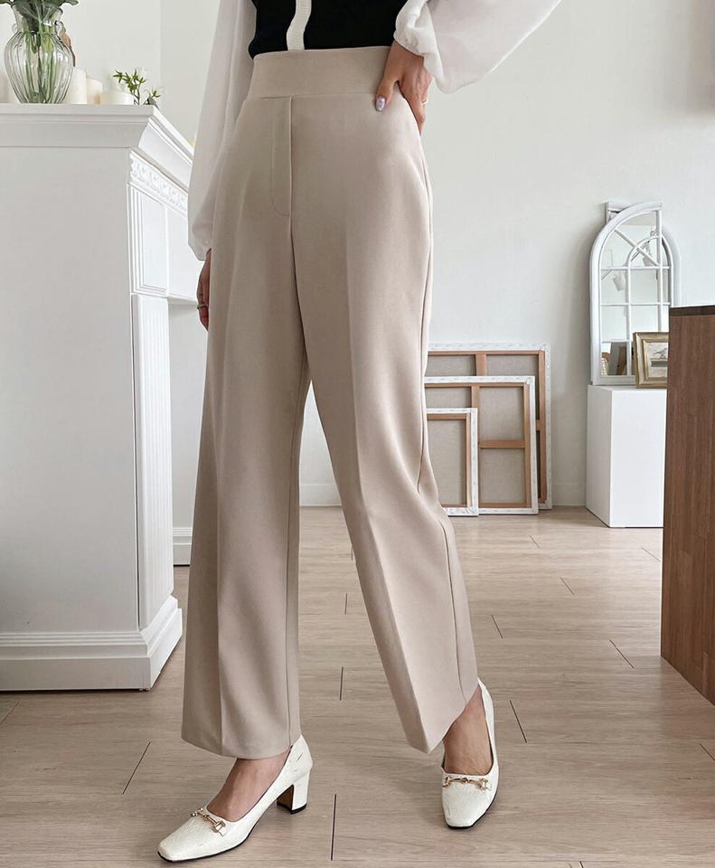 ストレッチワイドスラックス・全3色・t00268 レディース 【pt】韓国ファッション ボトムス ロング ロングパンツ スラックスパンツ スラックス ストレッチ ワイド ストレート 無地 シンプル フェミニン カジュアル 春 秋 冬