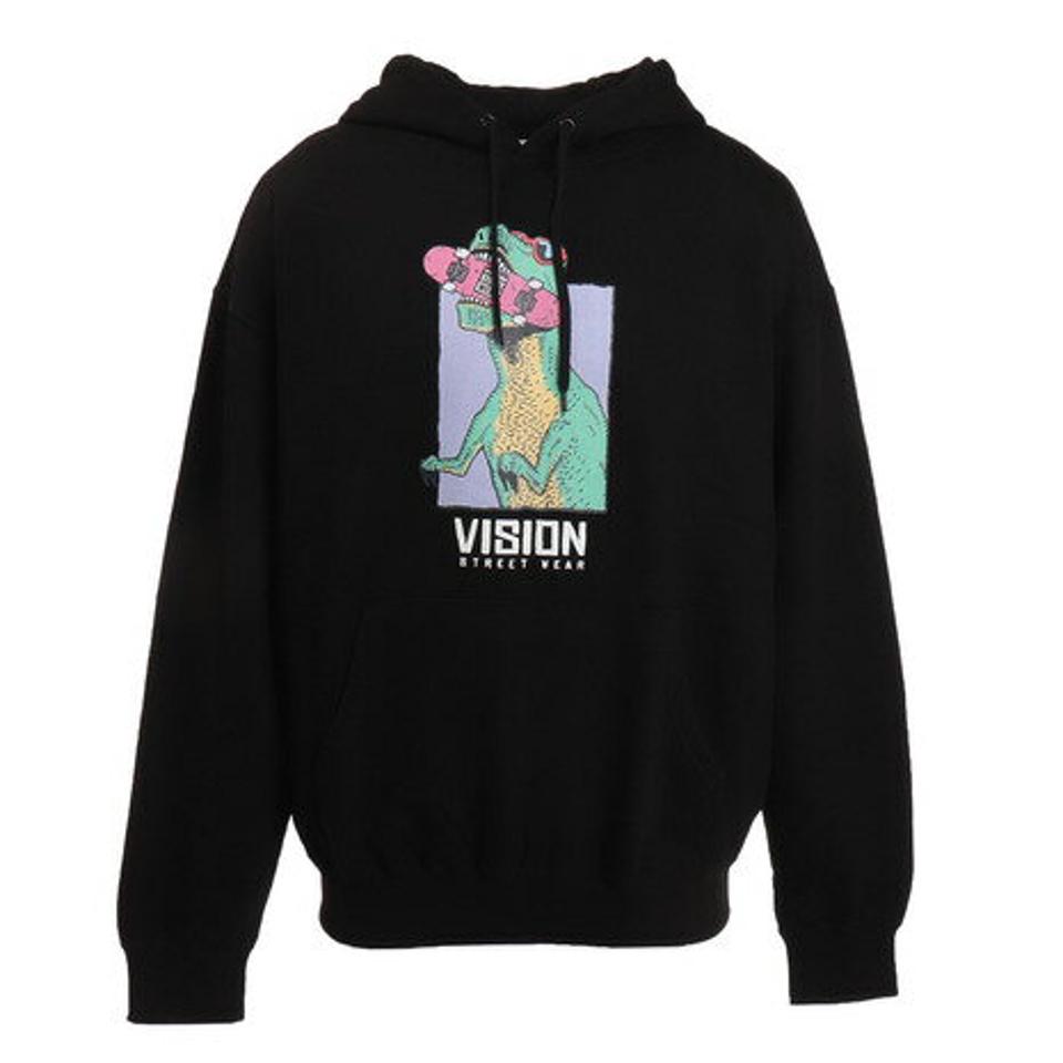 【10/10 24h限定エントリー＆対象4店舗買い回りで最大P10倍！】ヴィジョン（VISION） 恐竜イラストパーカー A905028-01 BLK （メンズ）