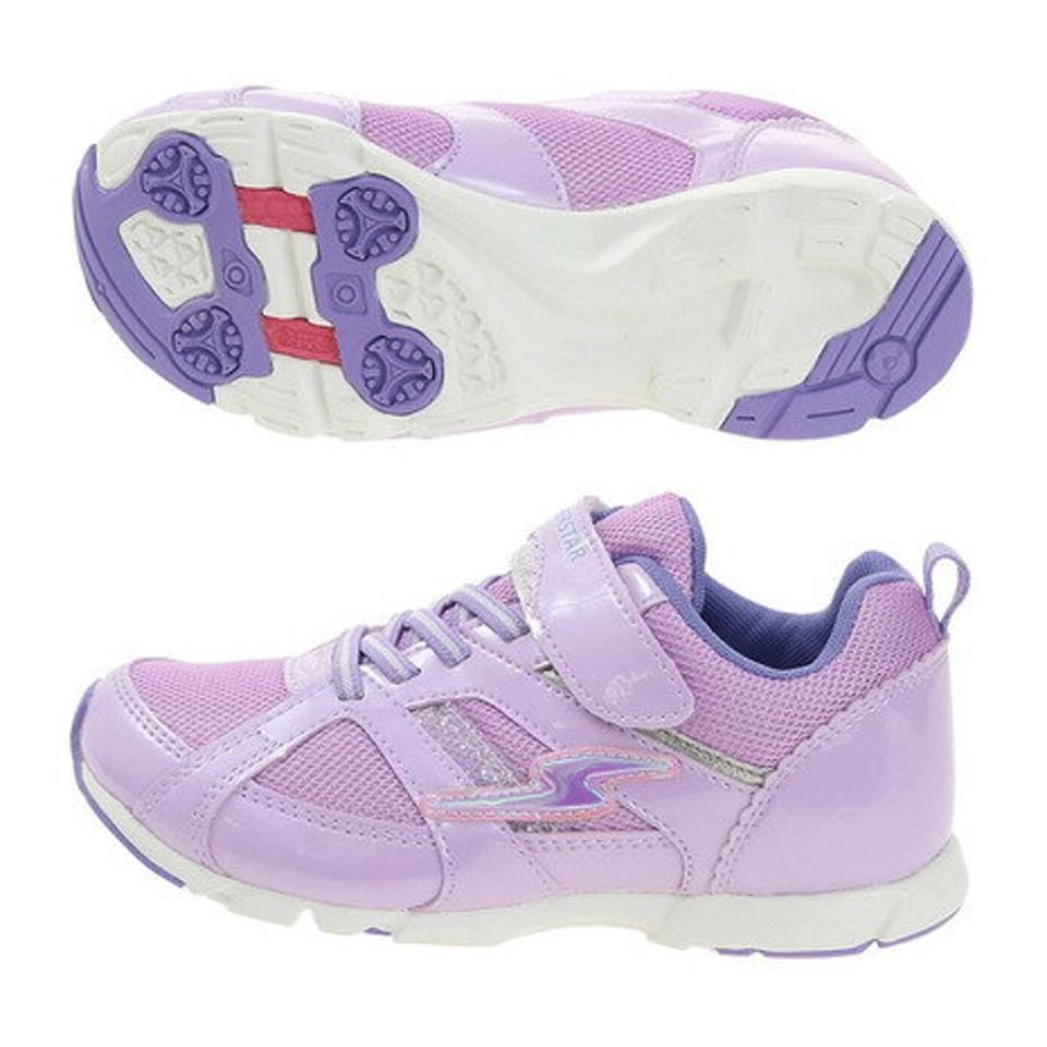 【12/10 24h限定 エントリー＆対象4店舗買い回りで最大P10倍！】ムーンスター（MoonStar）（キッズ） ジュニア ランニングシューズ 黒 紫 スーパースター SUPERSTAR ブラック パープル SS J7142F BK 12295786 F スニーカー