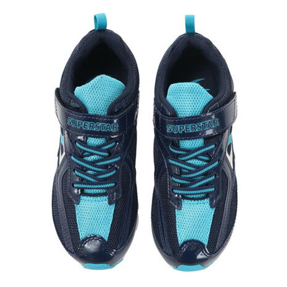 ムーンスター（MoonStar）（キッズ） ジュニア ランニングシューズ 紺 スーパースター SUPERSTAR ネイビー フラッシュグリーン SS J7143F LM 12295767 F