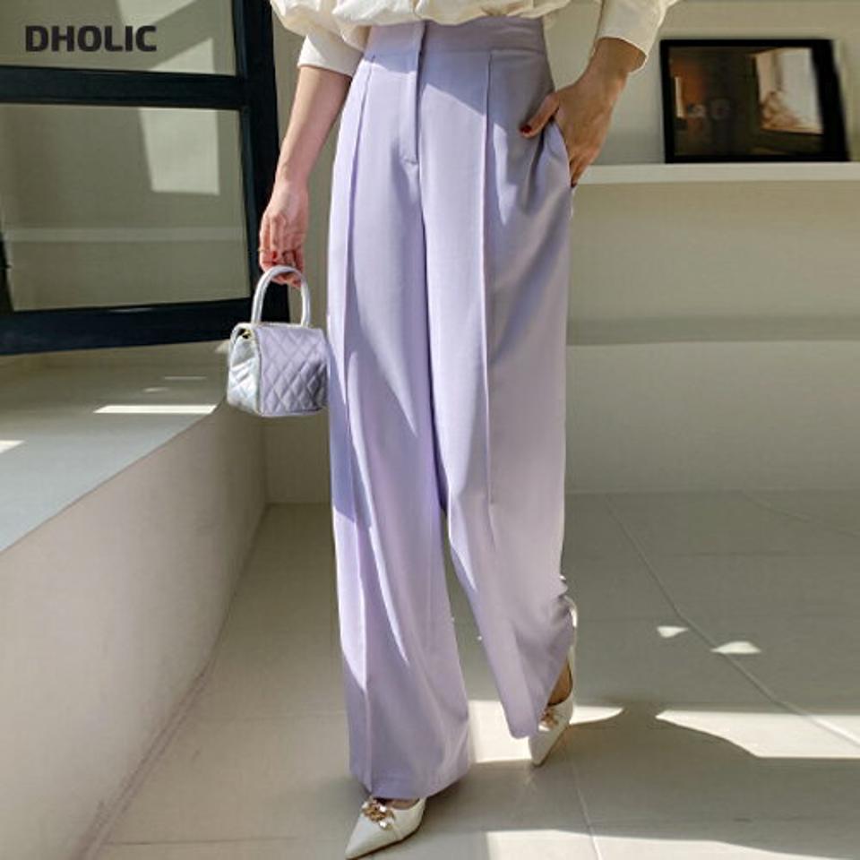 ツータックワイドスラックス・全3色・t66785 レディース 【pt】韓国ファッション ボトムス ロング ロングパンツ スラックスパンツ スラックス ツータック ワイド ハイウエスト 無地 シンプル フェミニン カジュアル 春 秋 冬