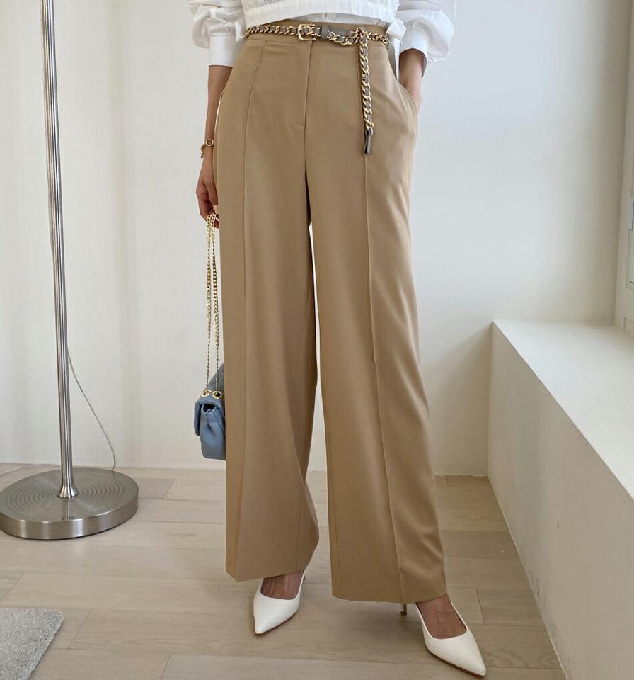 ツータックワイドスラックス・全3色・t66785 レディース 【pt】韓国ファッション ボトムス ロング ロングパンツ スラックスパンツ スラックス ツータック ワイド ハイウエスト 無地 シンプル フェミニン カジュアル 春 秋 冬