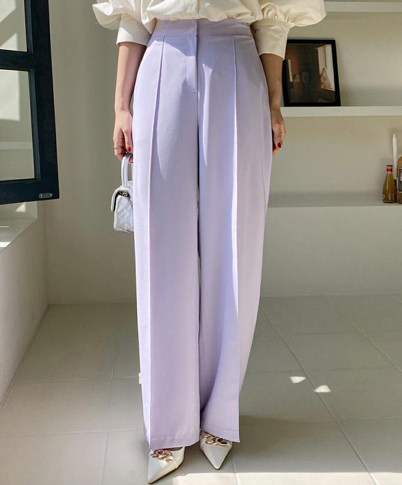 ツータックワイドスラックス・全3色・t66785 レディース 【pt】韓国ファッション ボトムス ロング ロングパンツ スラックスパンツ スラックス ツータック ワイド ハイウエスト 無地 シンプル フェミニン カジュアル 春 秋 冬
