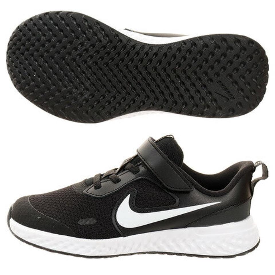 ナイキ（NIKE）（キッズ）レボリューション 5 PSV ブラック ホワイト 黒 白 BQ5672 003 ジュニア スポーツシューズ マジックテープ スニーカー 運動靴 子供