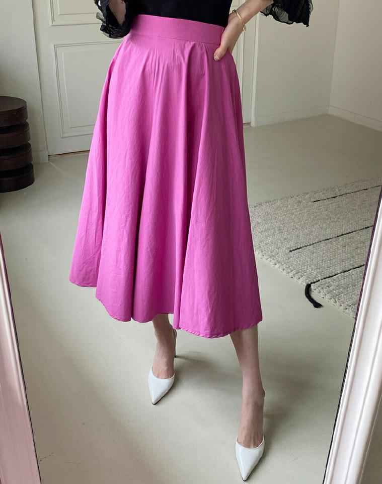 コットンフレアパンツ・全3色・b71927 レディース 【pt】パンツ ミディ 丈 単色 無地 シンプル 春 夏 秋 フレア ワイド ボリューム ウエストゴム ユニーク Aライン フレア スタイルアップ 綿 コットン フェミニン 黄色 カラーパンツ 黄色 韓国ファッション ハイホリHIHOLLI