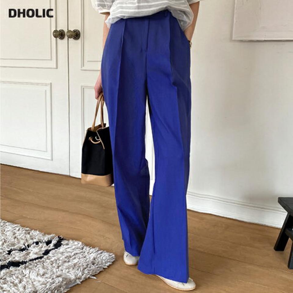 ワイドフィットタックパンツ・全2色・t71913 レディース 【pt】パンツ ロング 丈 ワイド タック 単色 無地 シンプル 春 夏 秋 冬 ハイウエスト 脚長 スタイルアップ ストレート 大人っぽ カジュアル ダーツライン 韓国ファッション ハイホリHIHOLLI