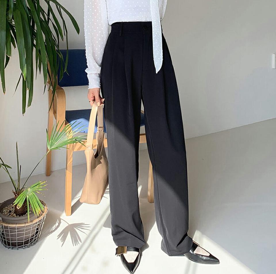 ハイウエストワイドスラックス・全5色・t00300 レディース 【pt】韓国ファッション ボトムス ロング ロングパンツ スラックスパンツ スラックス ハイウエスト ワイド ツータック 無地 シンプル ピンク フェミニン カジュアル カラーパンツ 春 秋