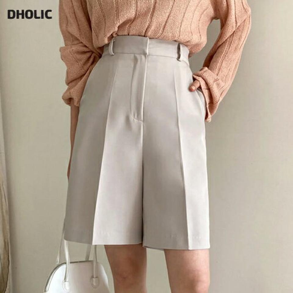 ハーフスラックス・全2色・t00297 レディース 【pt】韓国ファッション ボトムス ハーフ ハーフパンツ ハーフスラックス モダン ハイウエスト センタープレス ハーフ丈 無地 シンプル 足長 美脚 フェミニン カジュアル 春 秋