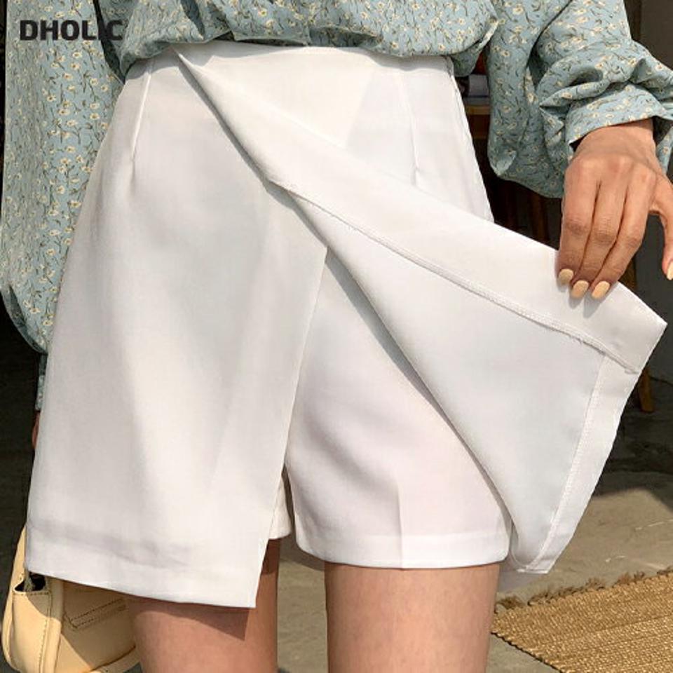 ラップ調キュロットショートパンツ・全3色・t00301 レディース 【pt】韓国ファッション ボトムス ショート ショートパンツ ラップ調 キュロット Aライン ダーツ スリット ショート丈 無地 シンプル フェミニン カジュアル 春 秋