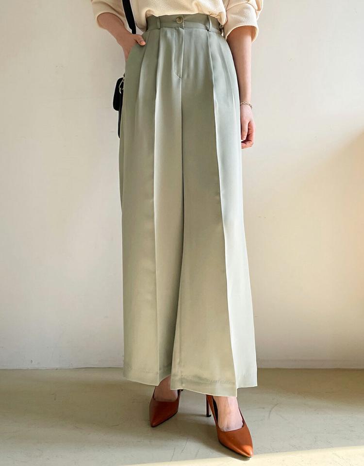 センタープレスワイドスラックス・全4色・t66393 レディース 【pt】パンツ ロング 丈 スラックス 単色 無地 シンプル パステル 春 夏 秋 オフィスカジュアル プレス ワイド ハイウエスト 脚長 フェミニン きれいめ 大人っぽ 韓国ファッション