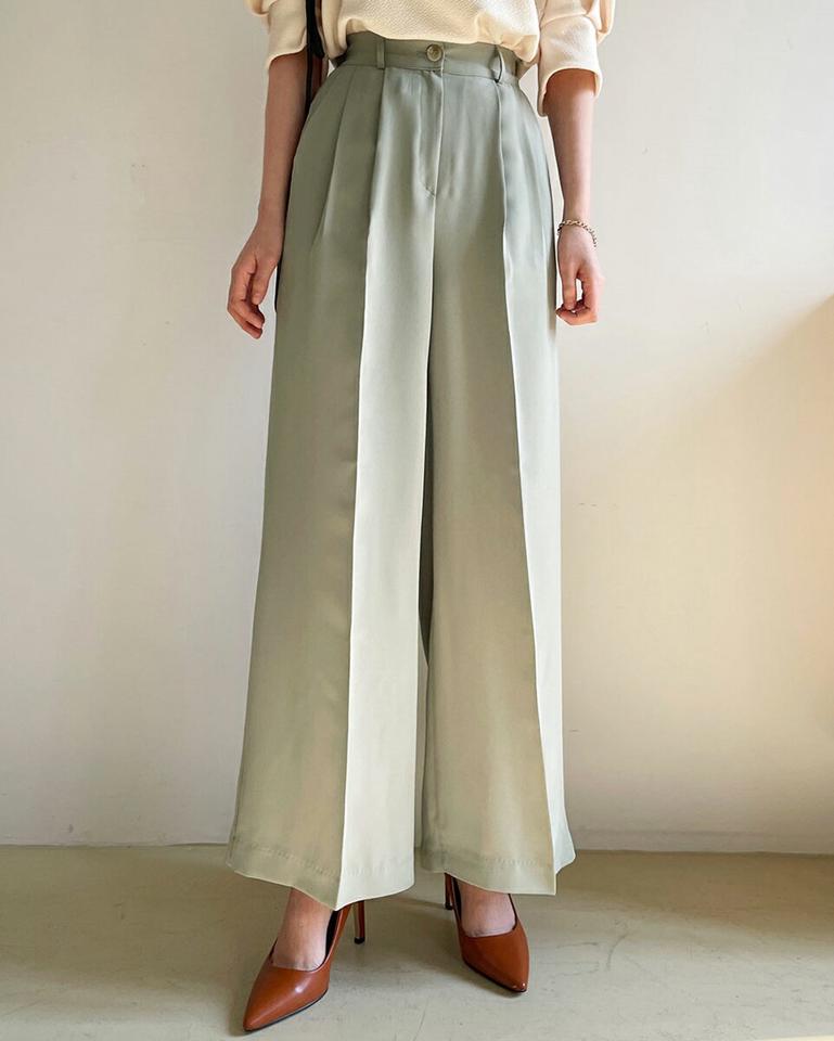 センタープレスワイドスラックス・全4色・t66393 レディース 【pt】パンツ ロング 丈 スラックス 単色 無地 シンプル パステル 春 夏 秋 オフィスカジュアル プレス ワイド ハイウエスト 脚長 フェミニン きれいめ 大人っぽ 韓国ファッション
