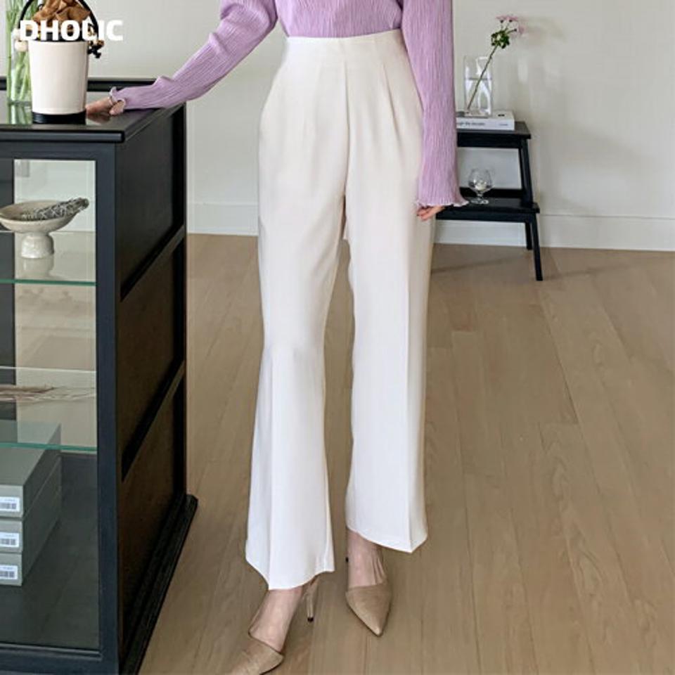 バックゴムストレートスラックス・全3色・b71781 レディース 【pt】パンツ ロング 丈 スラックス ストレート 無地 単色 シンプル 春 夏 秋 冬 オフィスカジュアル 楽ちん ゴム ワイド きれいめ 大人っぽ 韓国ファッション ハイホリHIHOLLI