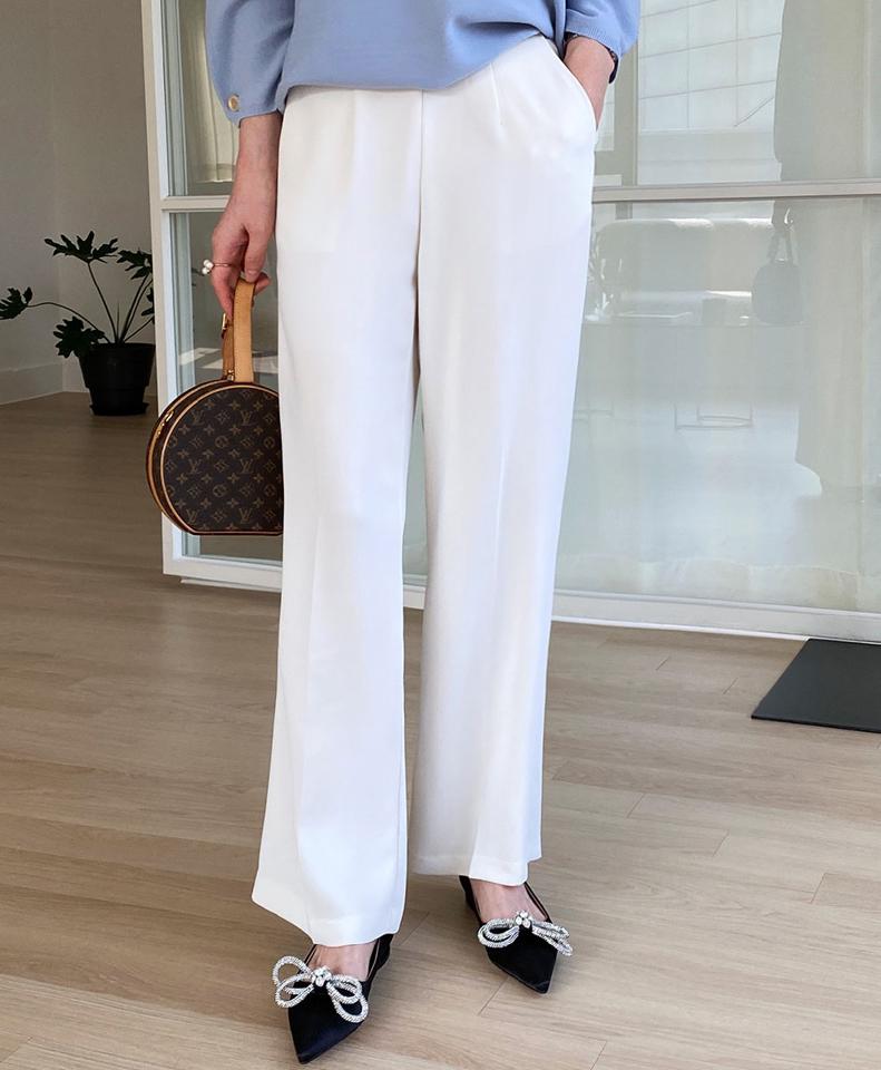 バックゴムストレートスラックス・全3色・b71781 レディース 【pt】パンツ ロング 丈 スラックス ストレート 無地 単色 シンプル 春 夏 秋 冬 オフィスカジュアル 楽ちん ゴム ワイド きれいめ 大人っぽ 韓国ファッション ハイホリHIHOLLI