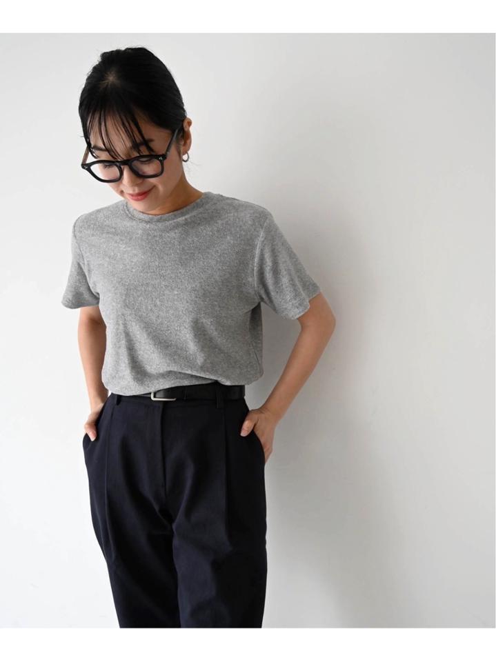El mar(エルマール)パイルクロップド丈半袖Tシャツ（El mar）
