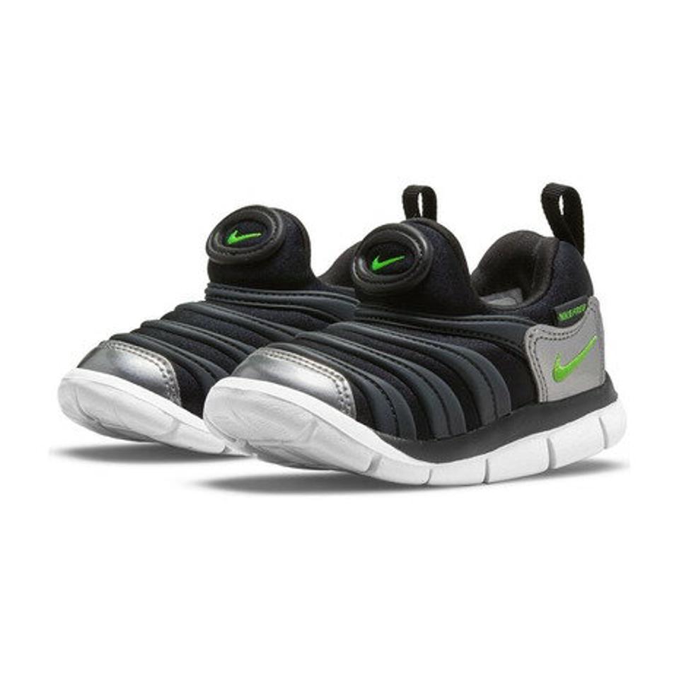 ナイキ(NIKE)(キッズ)ダイナモ フリー TD ブラック グリーンストライク 343938-028 スニーカー ジュニア ベビー キッズ 紐なし 子供靴 スポーツシューズ