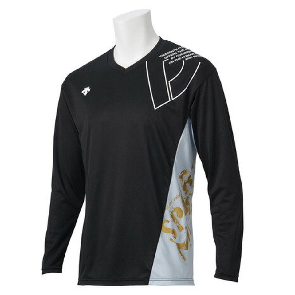 デサント(DESCENTE) バレーボールウェア ロングスリーブプラクティスシャツ DVUSJB52 BK (メンズ)