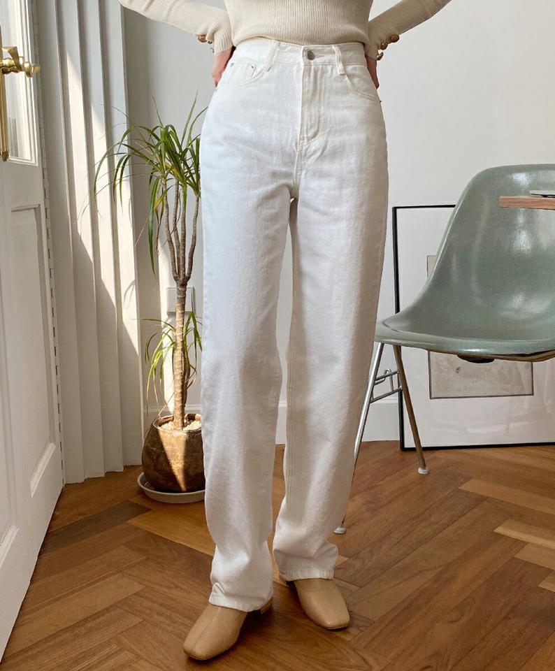 ストレートロングコットンパンツ・全2色・t66828 レディース 【pt】パンツ ロング 丈 単色 無地 シンプル 春 夏 秋 冬 カジュアル ストレート コットン 綿 爽やか ハイウエスト 脚長 かわいい 可愛い ブラック ホワイト 韓国ファッション