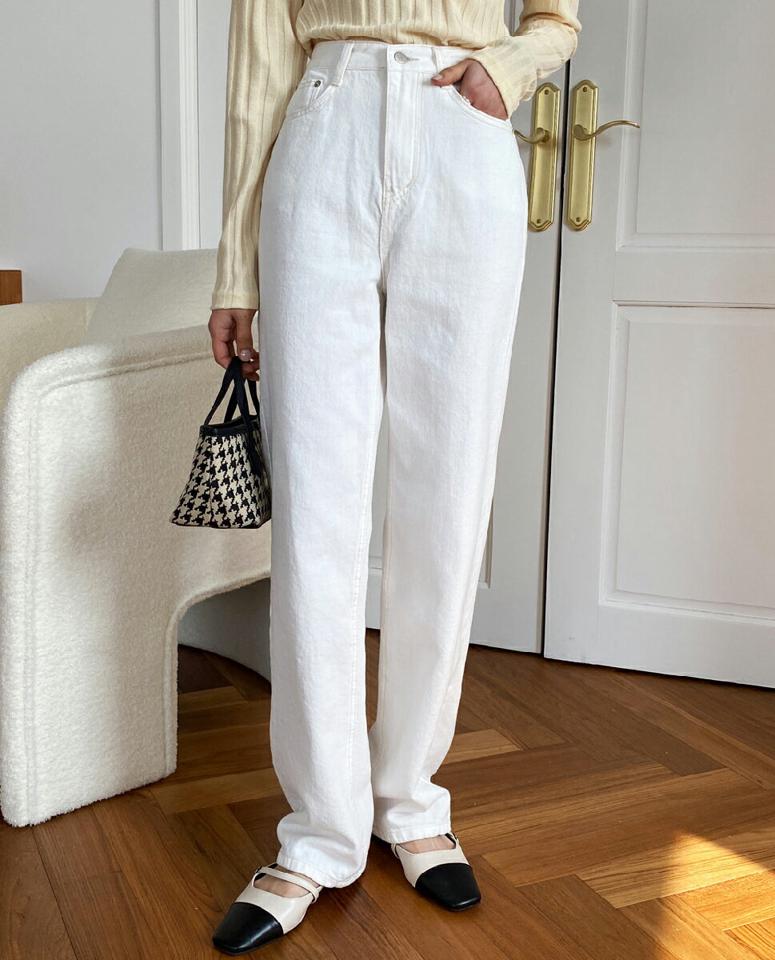 ストレートロングコットンパンツ・全2色・t66828 レディース 【pt】パンツ ロング 丈 単色 無地 シンプル 春 夏 秋 冬 カジュアル ストレート コットン 綿 爽やか ハイウエスト 脚長 かわいい 可愛い ブラック ホワイト 韓国ファッション