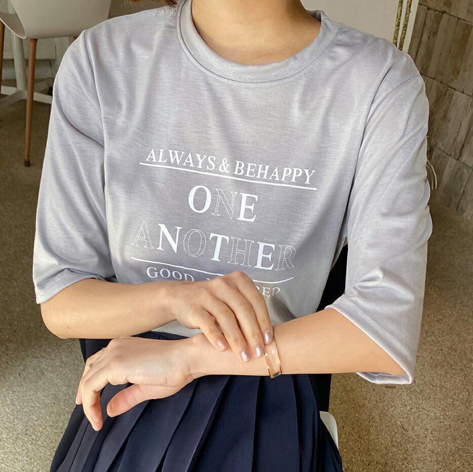 【20%OFF】レタリングラウンド半袖Tシャツ・全4色・t66859 レディース 【tops】韓国ファッション トップス Tシャツ 大人 半袖 ラウンドネック レタリング 英字 ロゴ シンプル フェミニン カジュアル デイリー 夏 春 秋 GWセール
