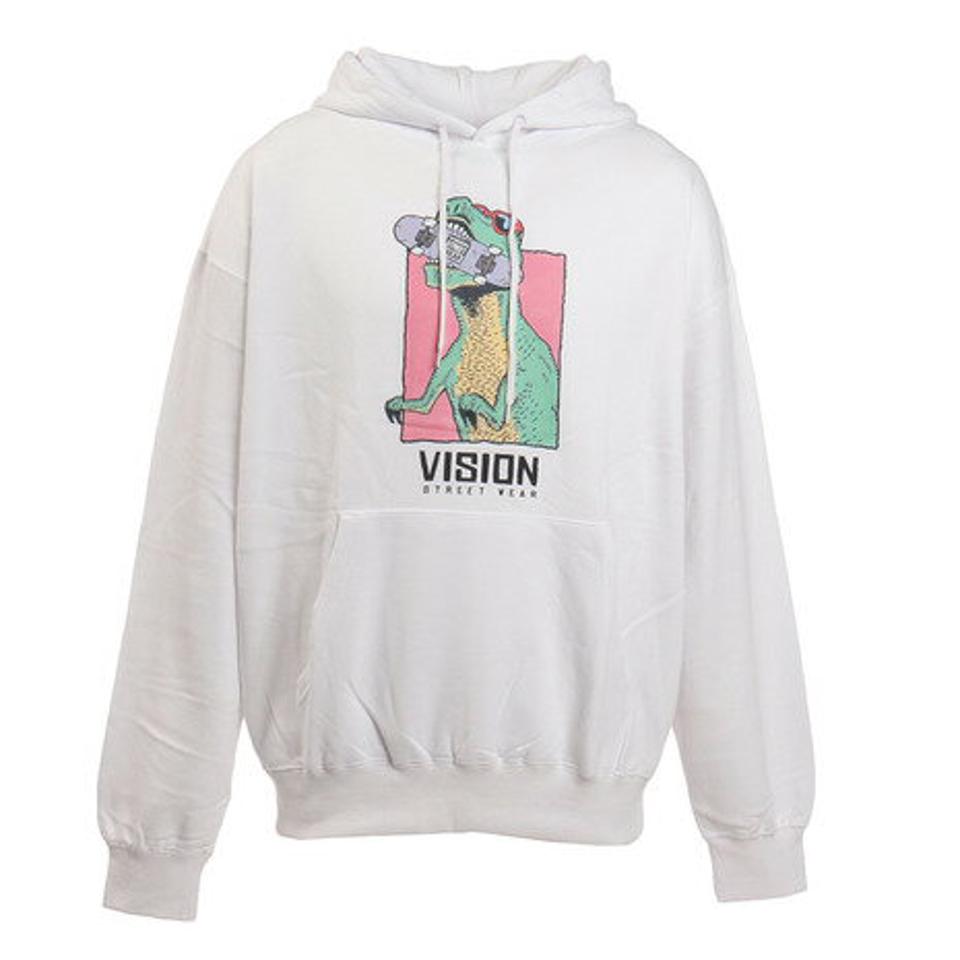 ヴィジョン（VISION） 恐竜イラストパーカー A905028-07 WHT （メンズ）
