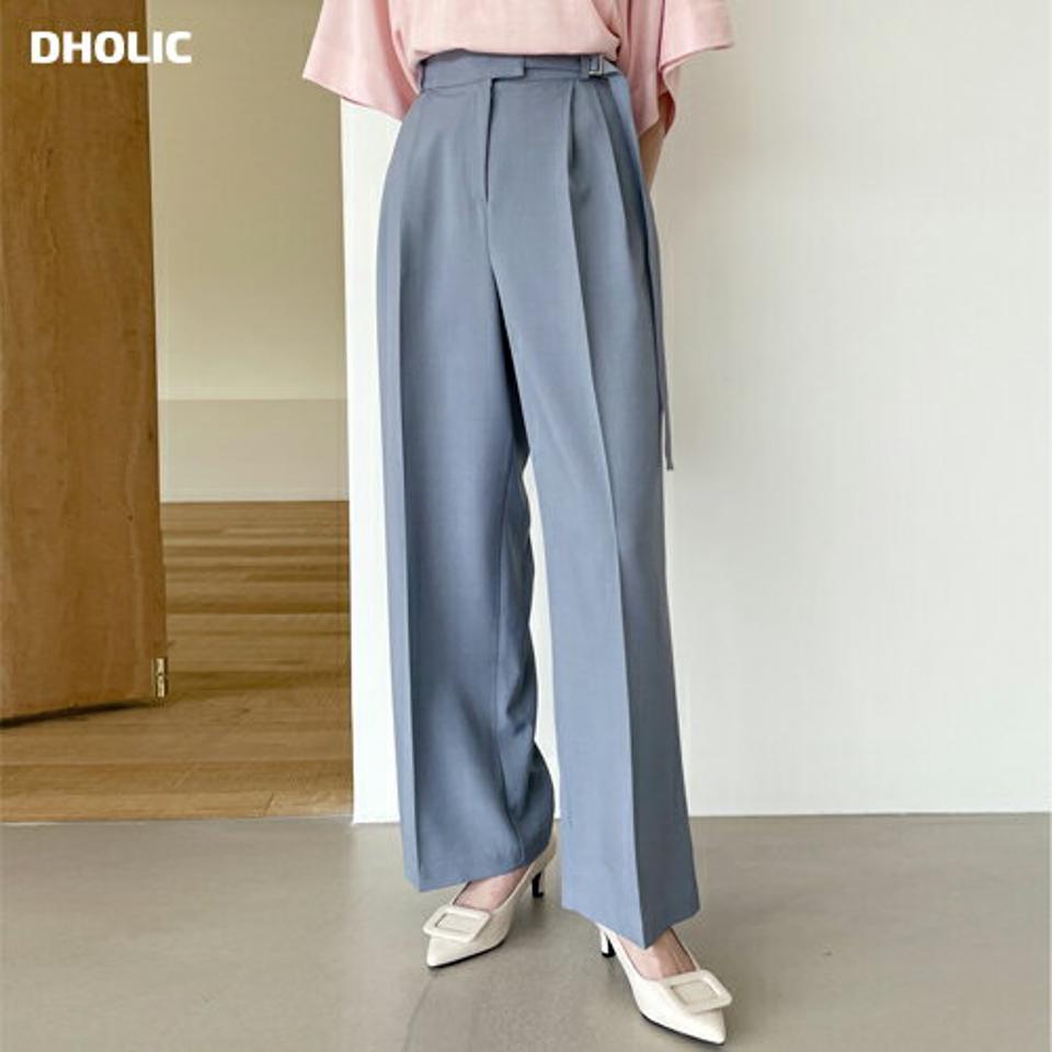 サイドベルトワイドスラックス・全5色・t71951 レディース 【pt】パンツ ロング 丈 スラックス 単色 無地 シンプル パステル ワイド オフィスカジュアル ベルト ユニーク フェミニン ラフ カジュアル 大人 ツータック 韓国ファッション ハイホリHIHOLLI