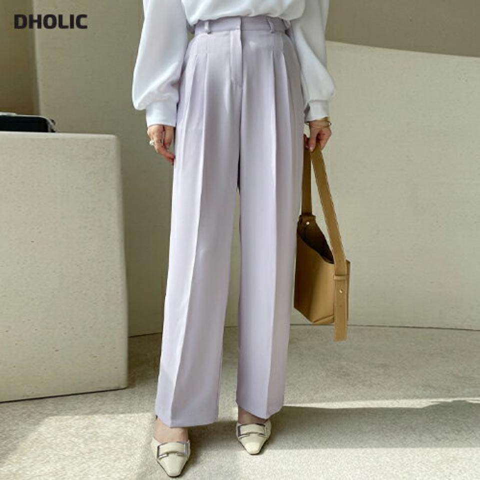ツータックワイドスラックス・全3色・t71950 レディース 【pt】パンツ ロング 丈 スラックス タック ワイド 単色 無地 シンプル パステル オフィスカジュアル 春 夏 秋 カラーパンツ 冬 きれいめ 大人っぽ フェミニン 紫 韓国ファッション ハイホリHIHOLLI