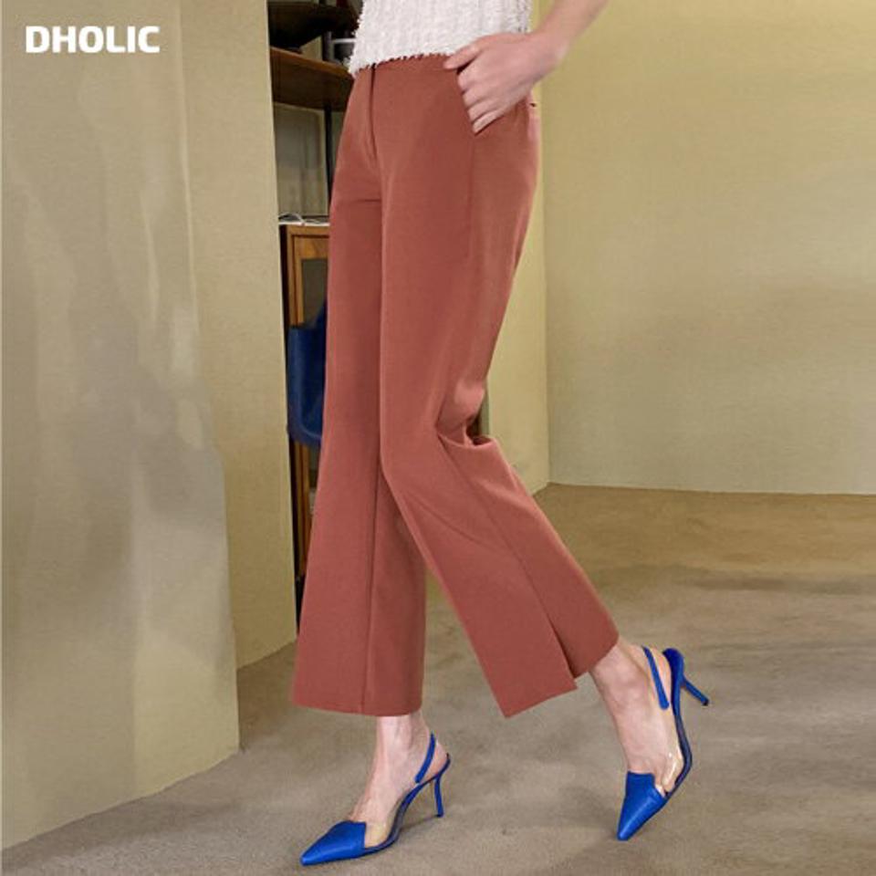 サイドスリットスラックス・全3色・b71818 レディース 【pt】スラックス パンツ ズボン ロングパンツ スリット 単色 無地 シンプル ベーシック 大人 オフィスカジュアル ストレート カラーパンツ 春 秋 韓国ファッション ハイホリHIHOLLI