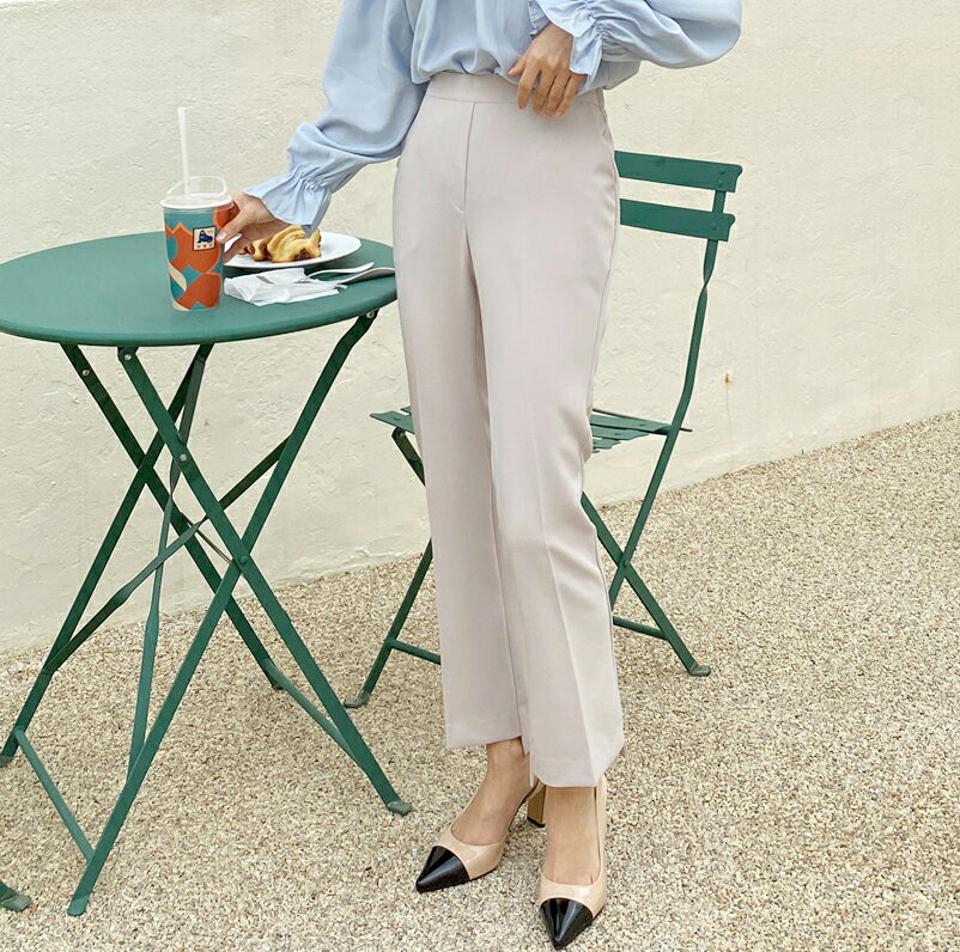 アンバランススリットスリムスラックス・全2色・b00538 レディース 【pt】韓国ファッション ボトムス ロング ロングパンツ スラックスパンツ スラックス アンバランス スリット スリム 無地 シンプル フェミニン カジュアル 春 秋