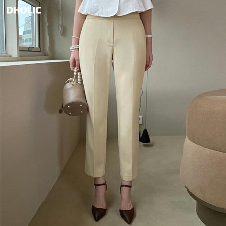 バックゴムテーパードスラックス・全3色・b71819 レディース 【pt】スラックス パンツ ズボン テーパード 単色 無地 シンプル パステル カラーパンツ ベーシック ロングパンツ 春 夏 秋 韓国ファッション ハイホリHIHOLLI