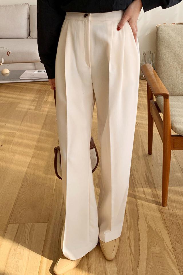 ツーボタンタックスラックス・全5色・t00340 レディース 【pt】韓国ファッション ボトムス ロング ロングパンツ スラックスパンツ スラックス ツーボタン ツータック ワイド ハイウエスト 無地 シンプル フェミニン カラーパンツ カジュアル 春 秋