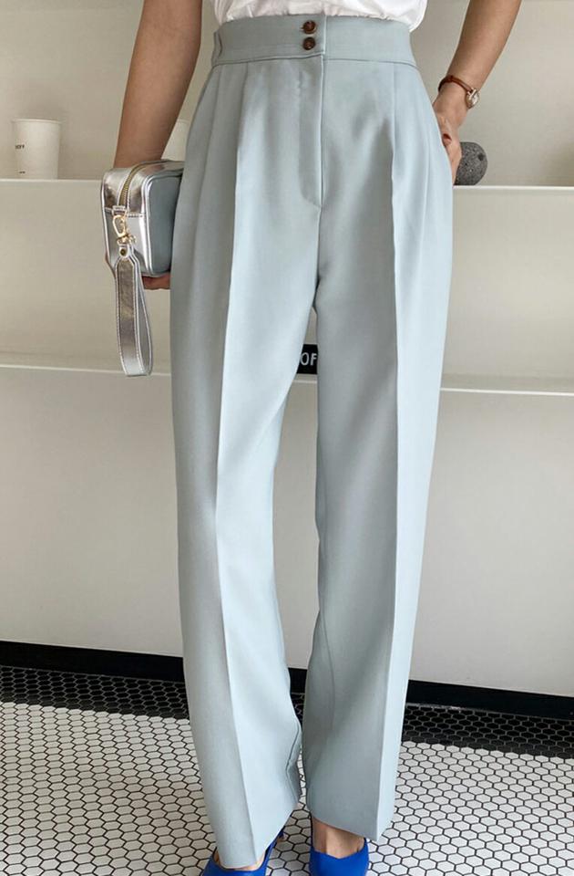 ツーボタンタックスラックス・全5色・t00340 レディース 【pt】韓国ファッション ボトムス ロング ロングパンツ スラックスパンツ スラックス ツーボタン ツータック ワイド ハイウエスト 無地 シンプル フェミニン カラーパンツ カジュアル 春 秋