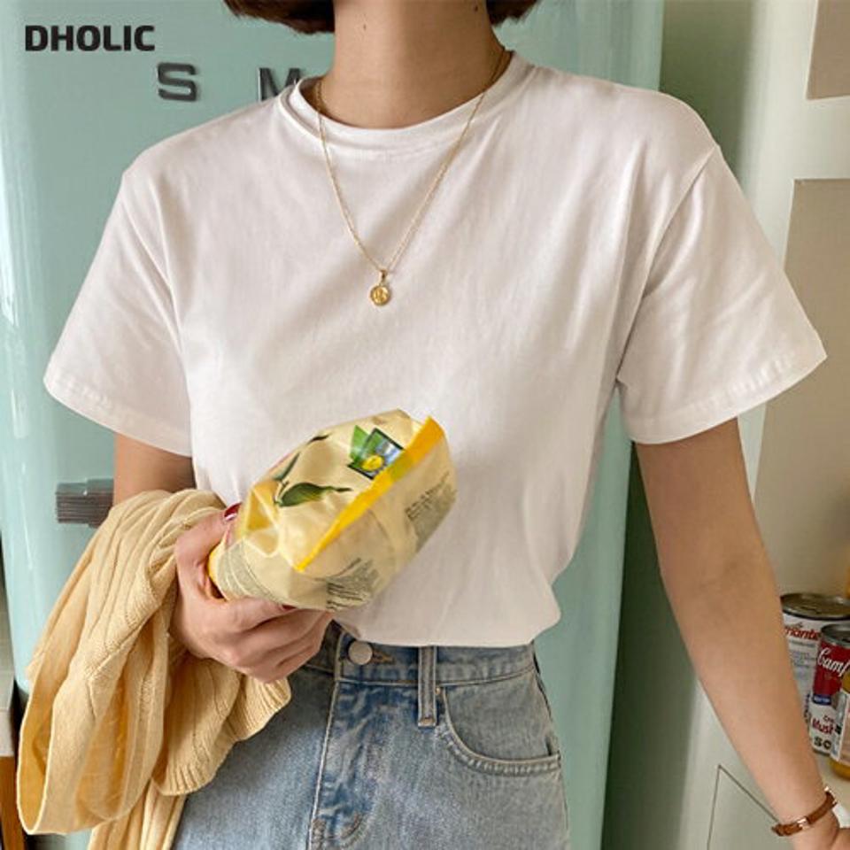 ラウンドネック半袖Tシャツ・全5色・t00317 レディース 【tops】韓国ファッション トップス Tシャツ 大人 半袖 ラウンドネック スタンダード モダール混 無地 ベーシック シンプル フェミニン カジュアル デイリー 夏 春 秋