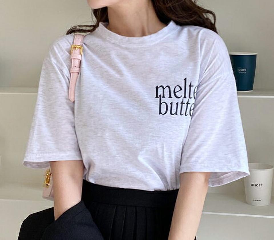 バストレタリング半袖Tシャツ・全3色・t00316 レディース 【tops】韓国ファッション トップス Tシャツ 大人 半袖 ラウンドネック レタリング 英字 ロゴ シンプル コットン 綿 フェミニン カジュアル デイリー 夏 春 秋