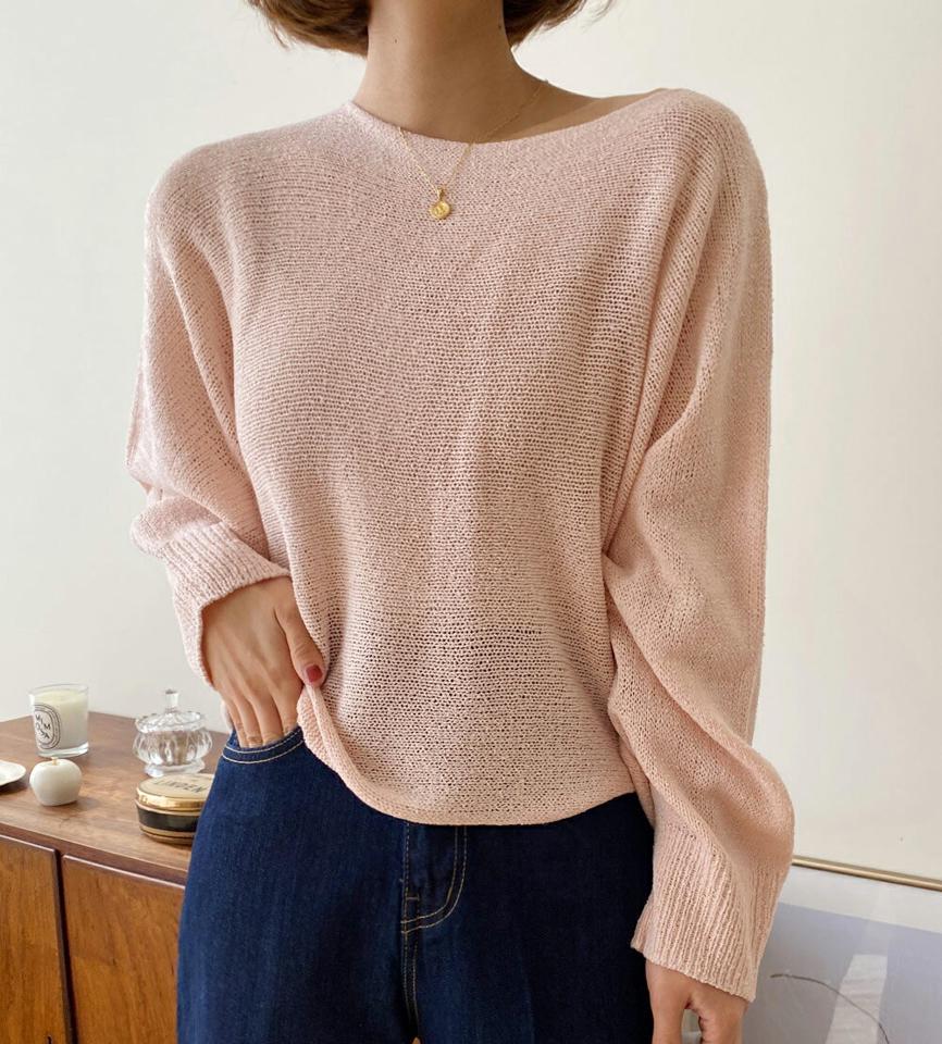 ボートネックドルマンスリーブニット・全5色・t00322 レディース 【tops】韓国ファッション トップス ニット 大人 長袖 ボートネック ドルマンスリーブ クロップド丈 パステルカラー ルーズ シンプル フェミニン カジュアル 春 秋