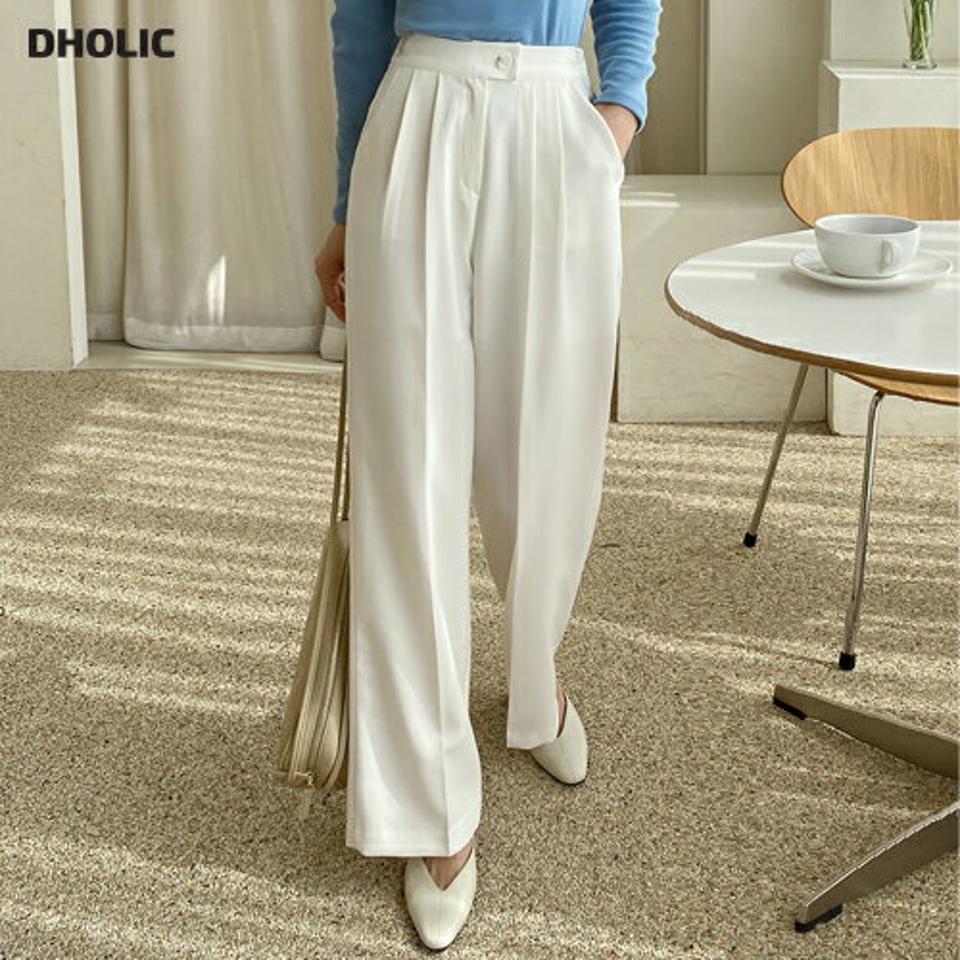 バックゴムボタンワイドスラックス・全3色・t66439 レディース 【pt】パンツ ロング 丈 スラックス 単色 無地 シンプル オフィスカジュアル シンプル パステル 春 夏 秋 冬 ボタン ワイド 楽ちん 脚長 ハイウエスト きれいめ 大人っぽ 韓国ファッション