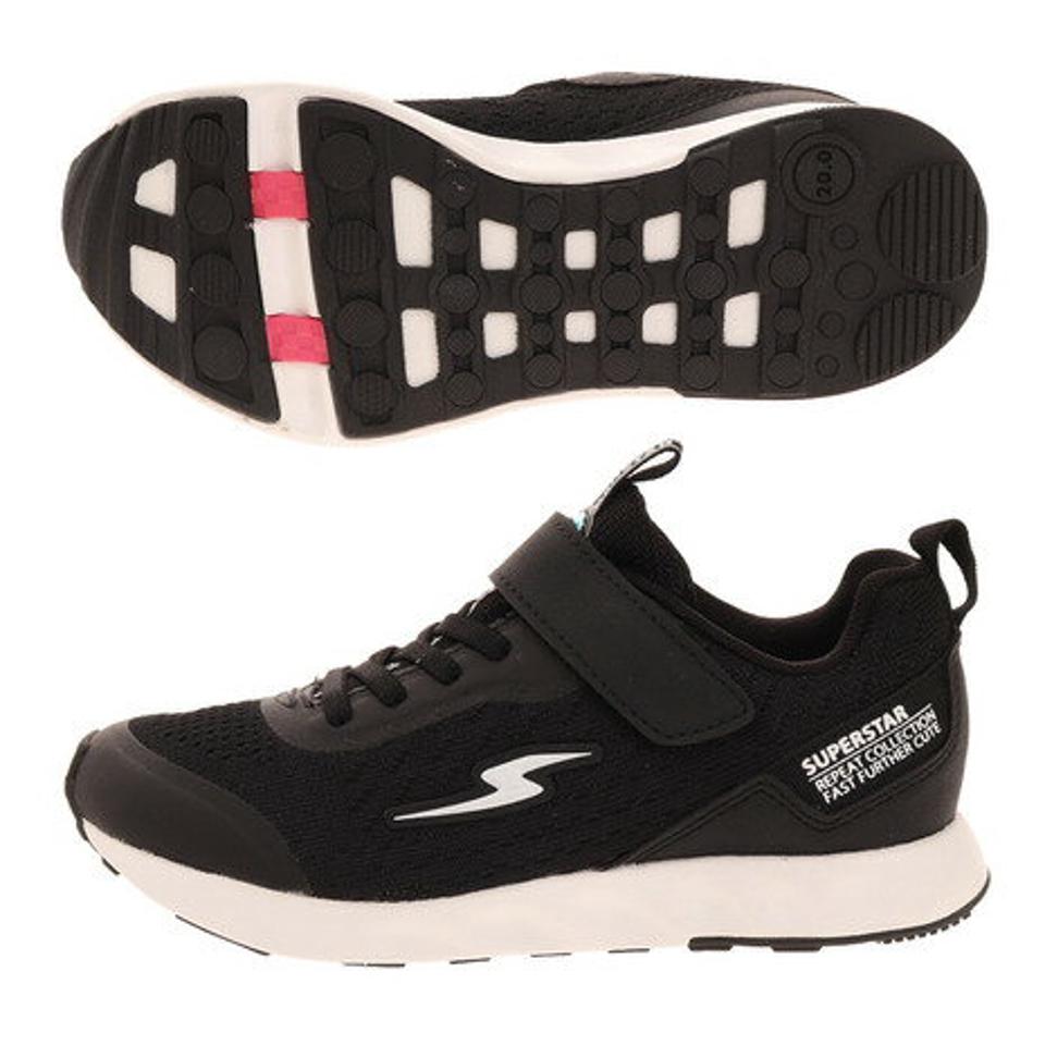 ムーンスター(MoonStar) ジュニアスポーツシューズ ベルクロ ベルト付き スニーカー スーパースター SS J1017 BK 12293806 21SS (キッズ)