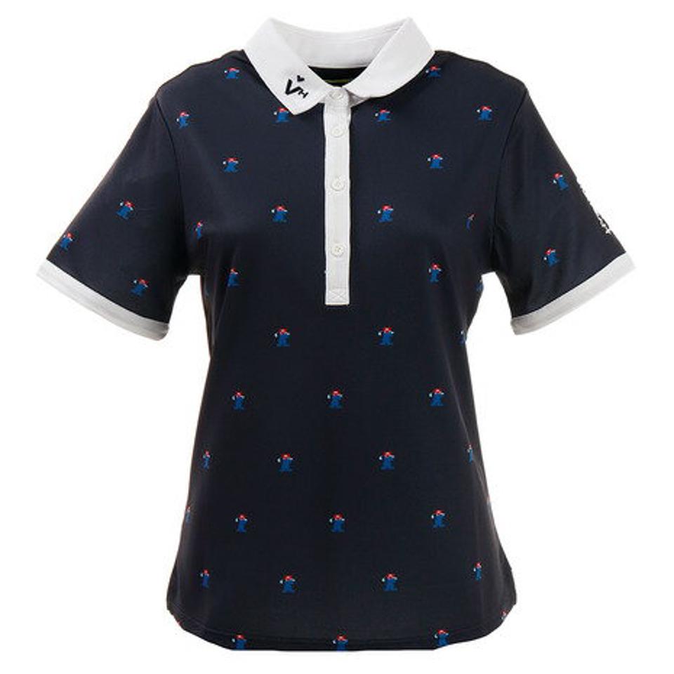 ビバハート（VIVA HEART） ゴルフウェア ポロシャツ レディース ピエロプリント 半袖シャツ 012-29543-098 （レディース）