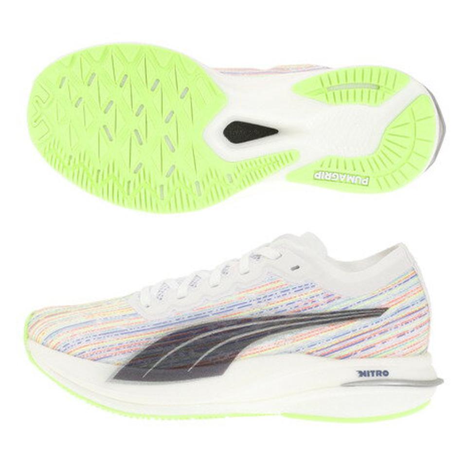 プーマ（PUMA）（レディース）ランニングシューズ ディヴィエイト ニトロ スペクトラ ホワイト 19530501 スニーカー ジョギング 耐久性 駅伝 部活 マラソン