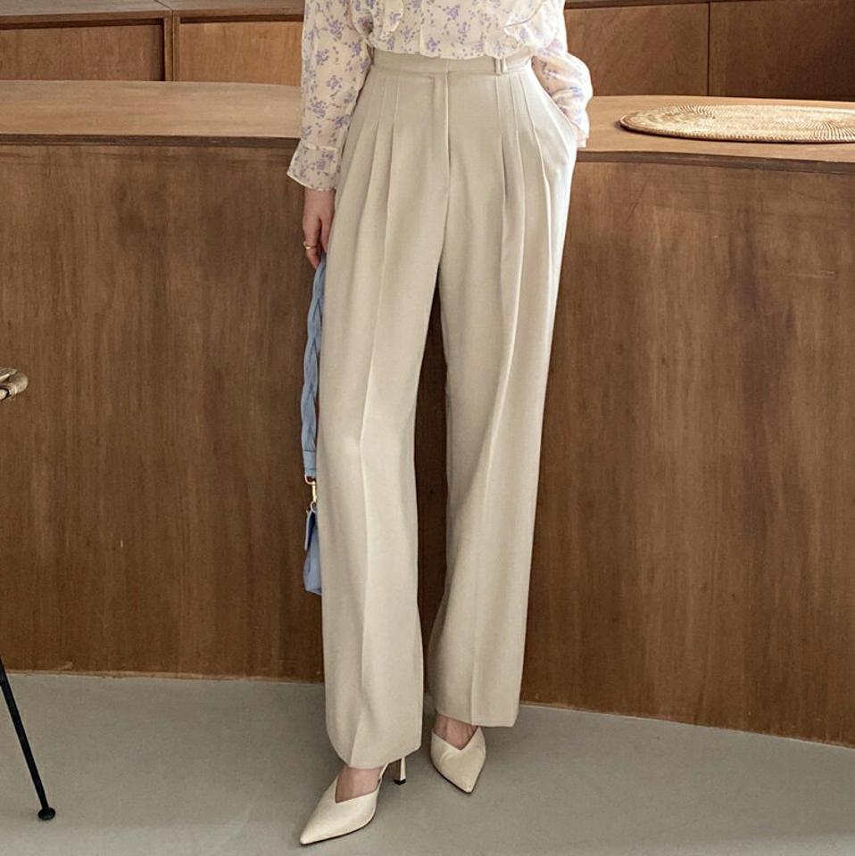 シークレットゴムサイドボタンスラックス・全3色・b00315 レディース 【pt】パンツ ロング 丈 スラックス 単色 無地 シンプル 春 夏 秋 冬 オフィスカジュアル 脚長 ダーツ カラーパンツ 楽ちん 大人 パステル きれいめ 韓国ファッション ハイホリHIHOLLI