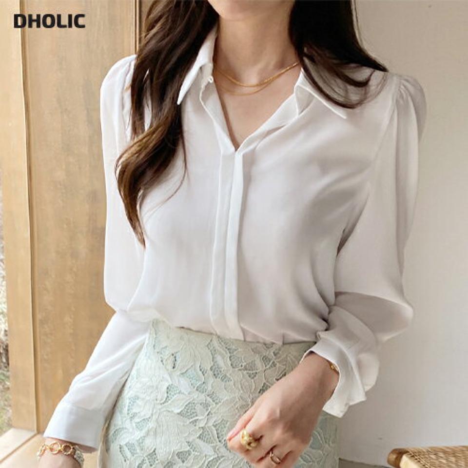 【スーパーセール特価】スリットネックカラーブラウス・全3色・b00298 レディース 【bl】ブラウス トップス 長袖 単色 無地 シンプル オフィスカジュアル パステル 春 秋 スリット 襟 鎖骨 デコルテ見せ フェミニン 上品 大人っぽ 韓国ファッション ハイホリHIHOLLI