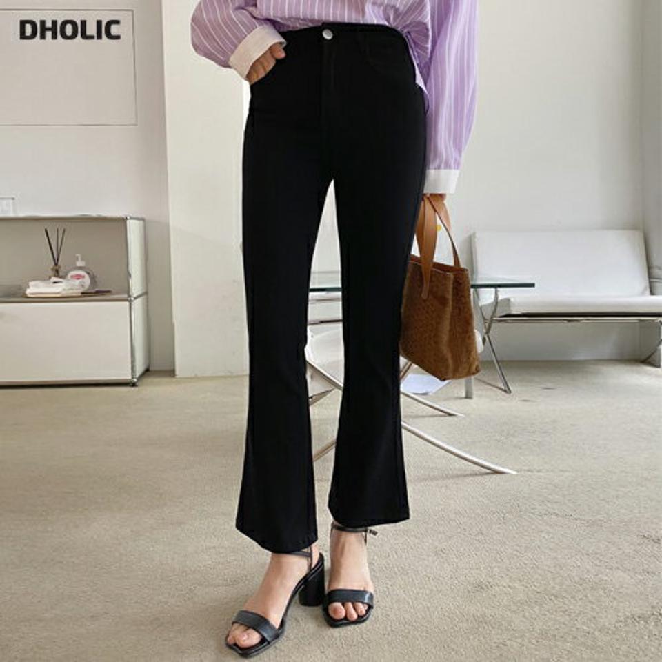 フレアブラックパンツ・全1色・b66881 レディース 【pt】 韓国ファッション ボトムス パンツ ロング ロングパンツ フレアパンツ スリム 無地 ブラックパンツ ハイウエスト オフィス オフィスカジュアル キャリア フルレングス 大人 カジュアル 春 秋