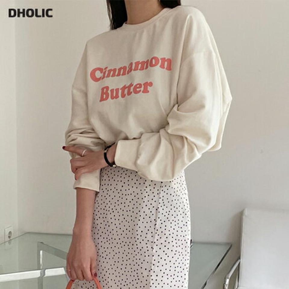 【スーパーセール特価】Cinnamon Butterラウンドスウェット・全3色・b66877 レディース 【tops】 韓国ファッション トップス スウェット ラウンドネック 長袖 ナチュラルライン オーバーサイズ 英字 レタリングスウェット カジュアル デイリー 基本 カジュアル 春 秋