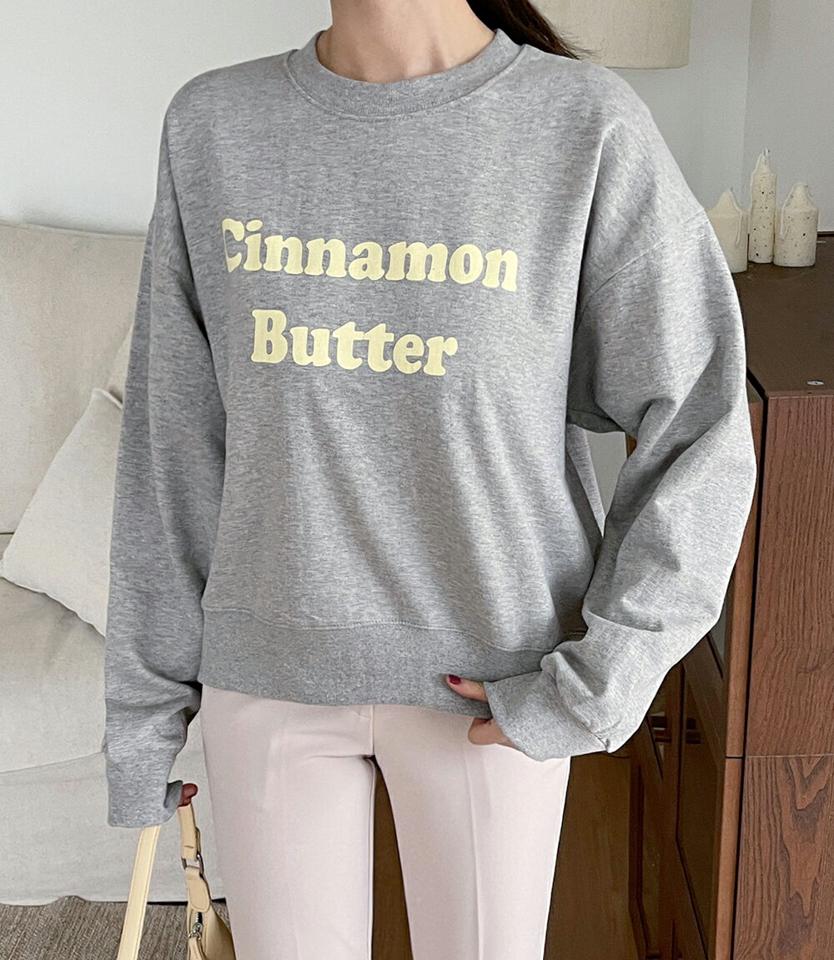 【スーパーセール特価】Cinnamon Butterラウンドスウェット・全3色・b66877 レディース 【tops】 韓国ファッション トップス スウェット ラウンドネック 長袖 ナチュラルライン オーバーサイズ 英字 レタリングスウェット カジュアル デイリー 基本 カジュアル 春 秋