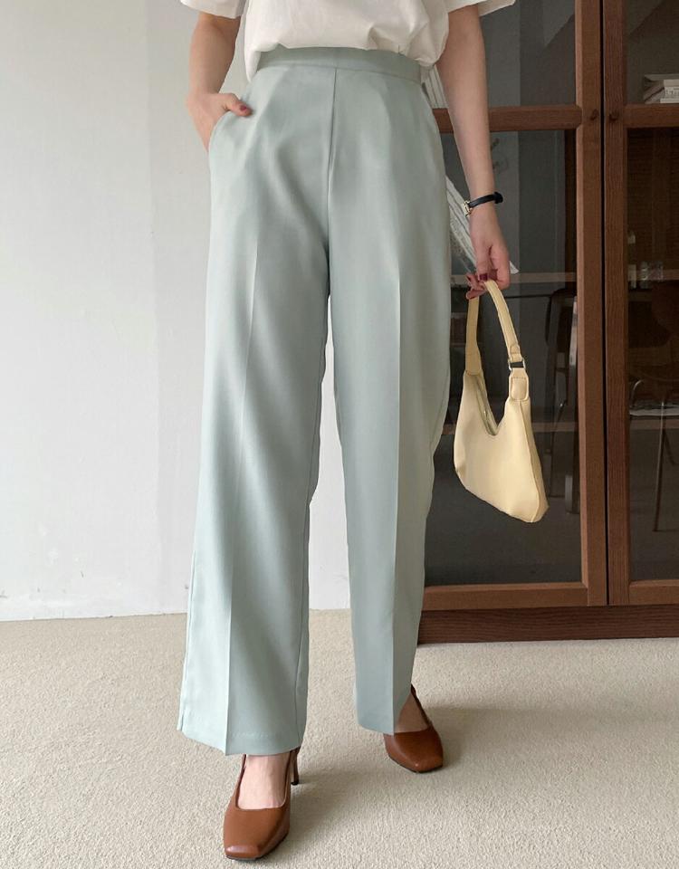 ワイドスラックスパンツ・全3色・b66871 レディース 【pt】 韓国ファッション ボトムス パンツ スラックス ワイドパンツ ワイドスラックス ストレート ハイウエスト フルレングス 十分丈 無地 オフィス 仕事 大人 美脚 脚長 カジュアル 春 秋