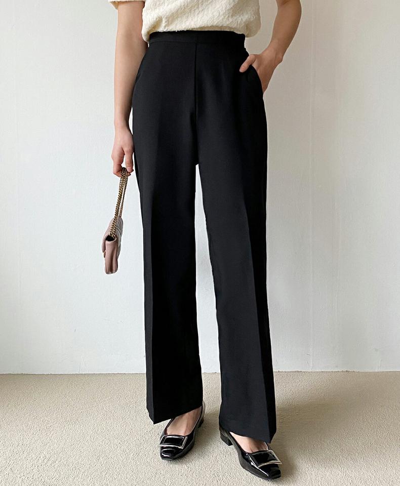 ワイドスラックスパンツ・全3色・b66871 レディース 【pt】 韓国ファッション ボトムス パンツ スラックス ワイドパンツ ワイドスラックス ストレート ハイウエスト フルレングス 十分丈 無地 オフィス 仕事 大人 美脚 脚長 カジュアル 春 秋