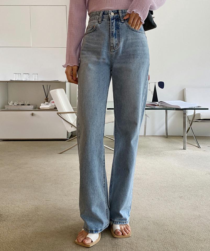 ワイドライトブルーデニムパンツ・全1色・t66840 レディース 【pt】 韓国ファッション ボトムス パンツ ジンズ ロングパンツ フルレングス ライトブルー ワイドパンツ ストレート デニムパンツ デイリー 大人 基本 ベーシック カジュアル 春 秋