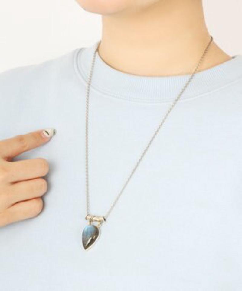 【フランス１点もの】ラブラドライト雫筒ネックレス（スターリングシルバー）