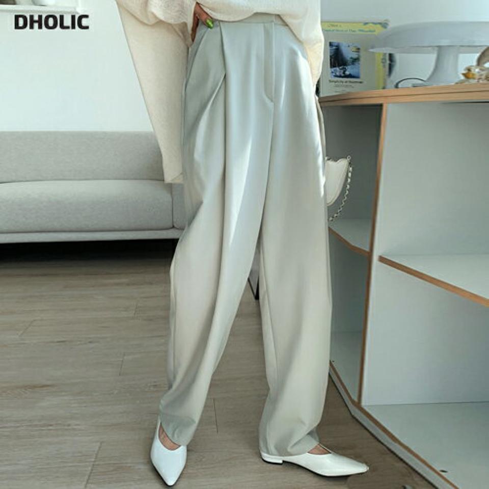 タックワイドスラックス・全3色・t00381 レディース 【pt】韓国ファッション ボトムス ロング ロングパンツ スラックスパンツ スラックス ツータック ワイド ハイウエスト 無地 シンプル フェミニン カジュアル 春 秋